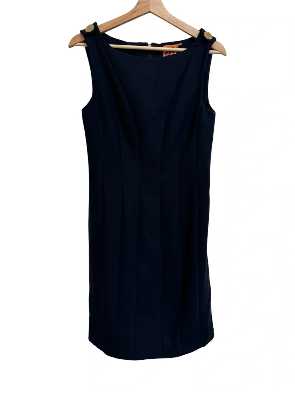 Tory Burch Boat Neck Wool Blend Sheath Dress Women Size 4 Navy Preppy Nautical